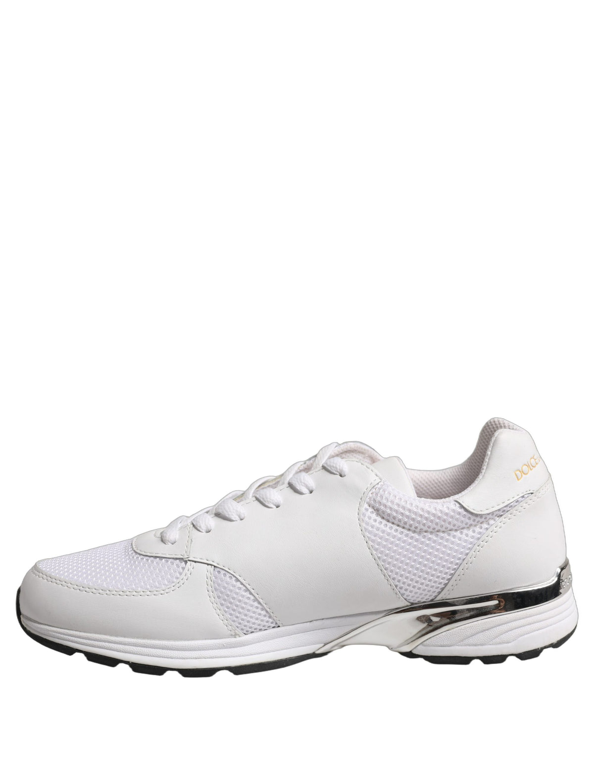 Dolce & Gabbana White Leather Mesh Low Top Sneakers - Luxury Footwear