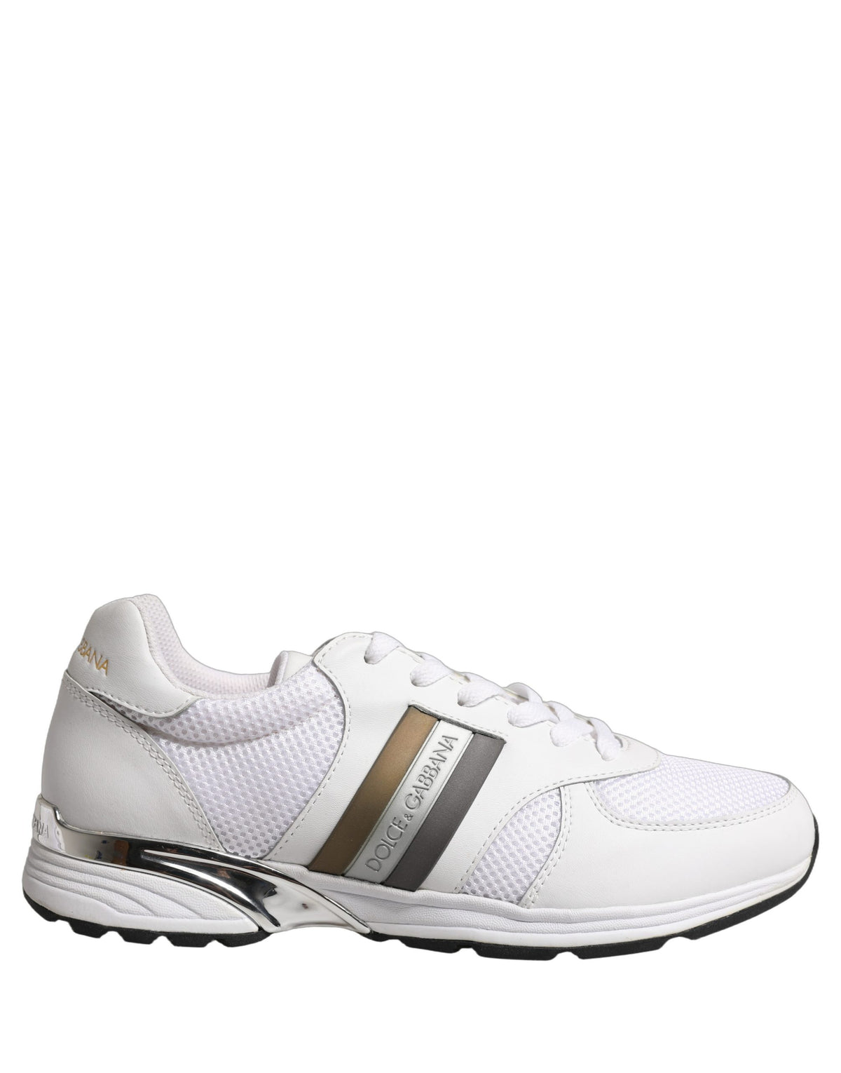 Dolce & Gabbana White Leather Mesh Low Top Sneakers - Luxury Redefined