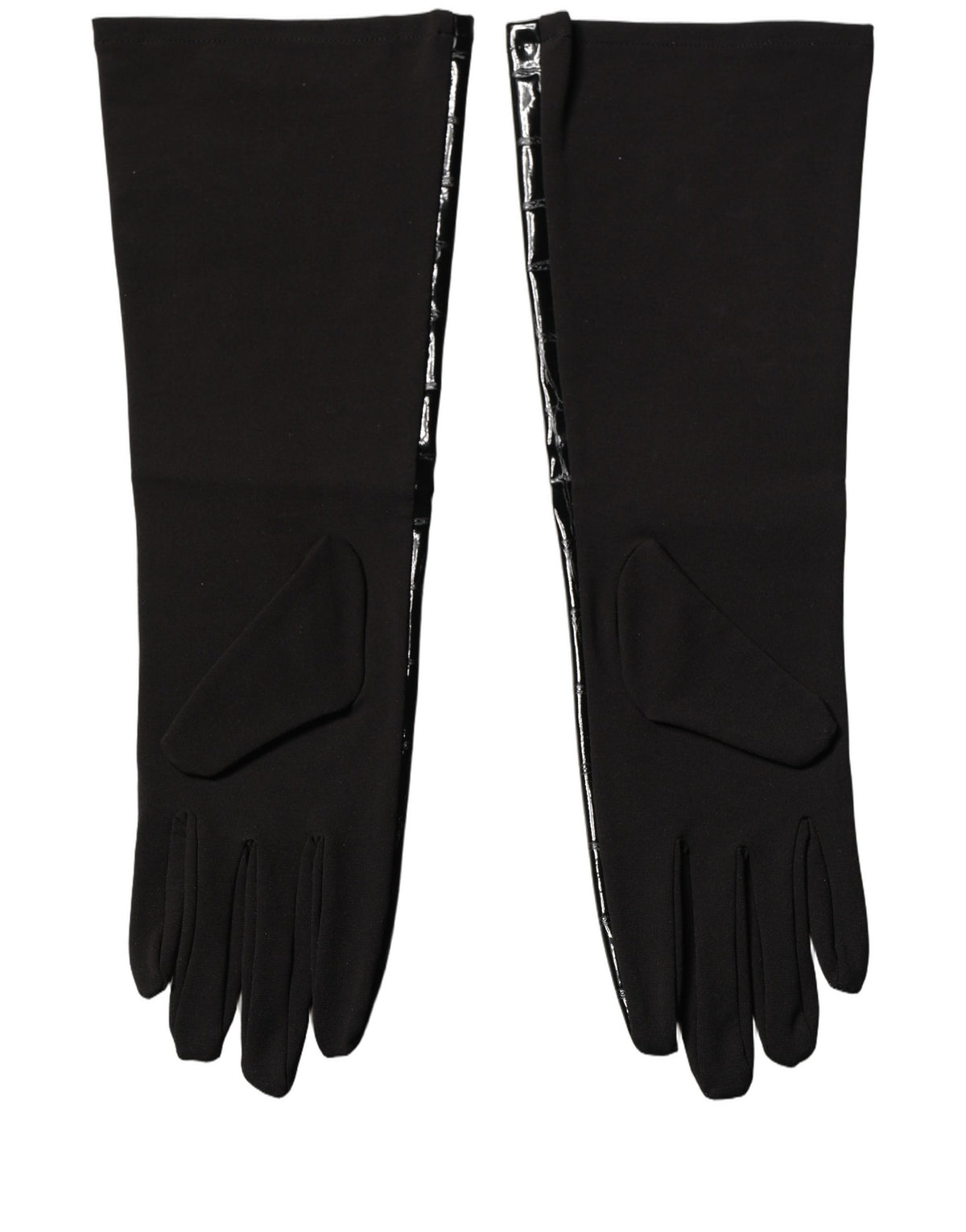 Dolce & Gabbana Black Crocodile-Embossed Short Gloves