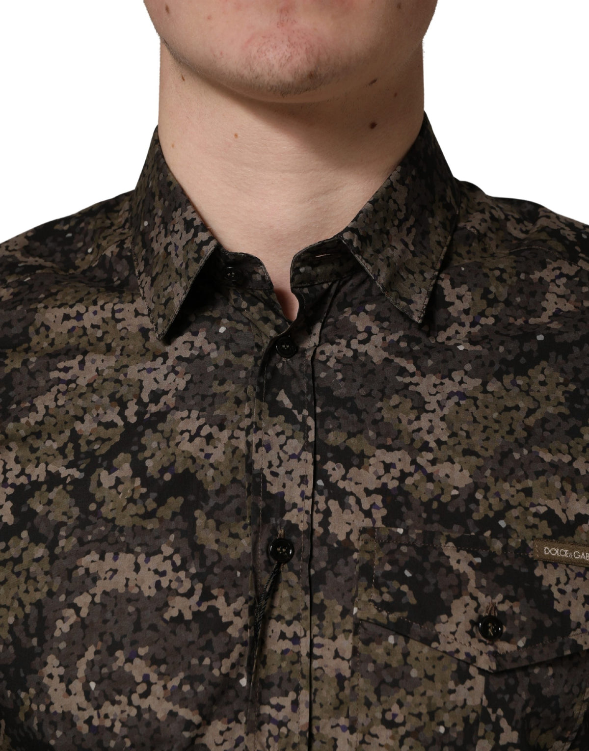 Dolce & Gabbana Brown Camouflage Dress Shirt - Timeless Luxury