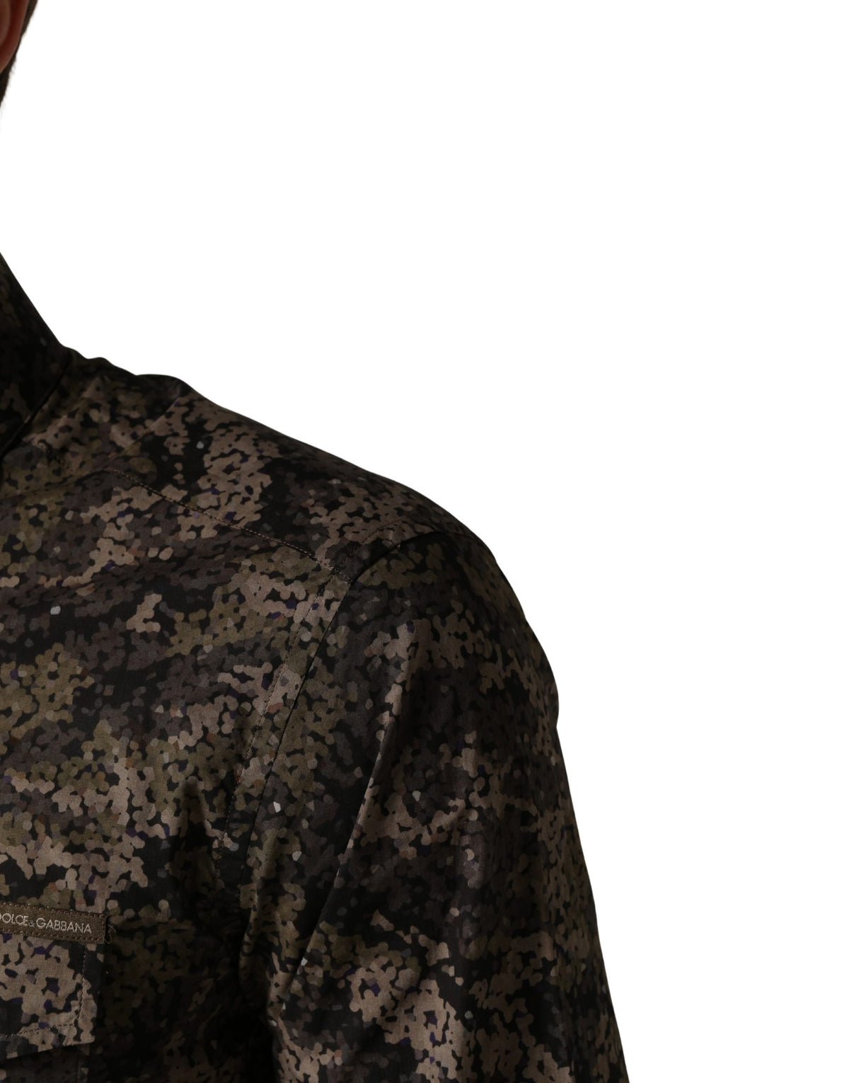 Dolce & Gabbana Brown Camouflage Long Sleeve Dress Shirt