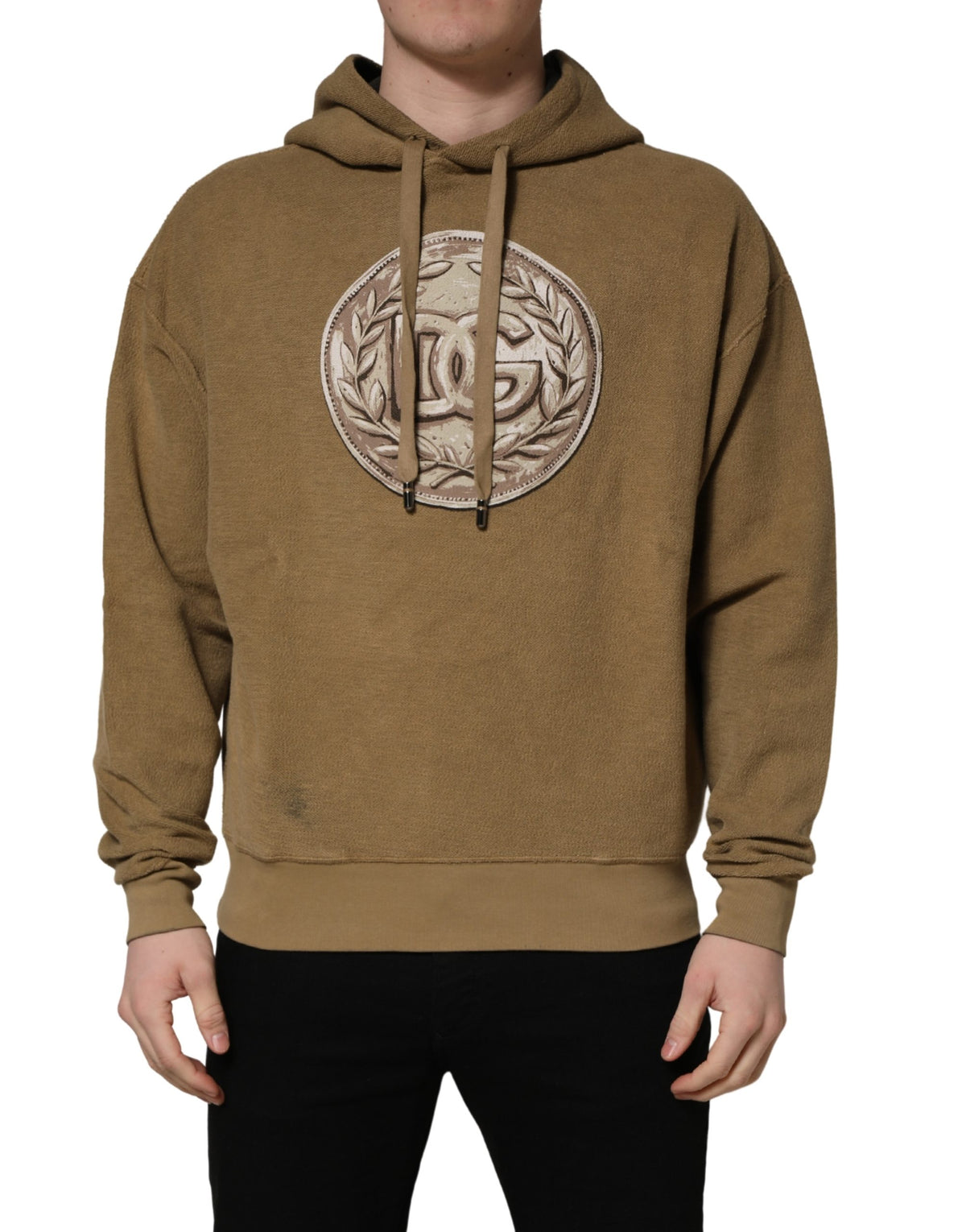 Dolce & Gabbana Brown Embossed Logo Hoodie - Luxurious Comfort