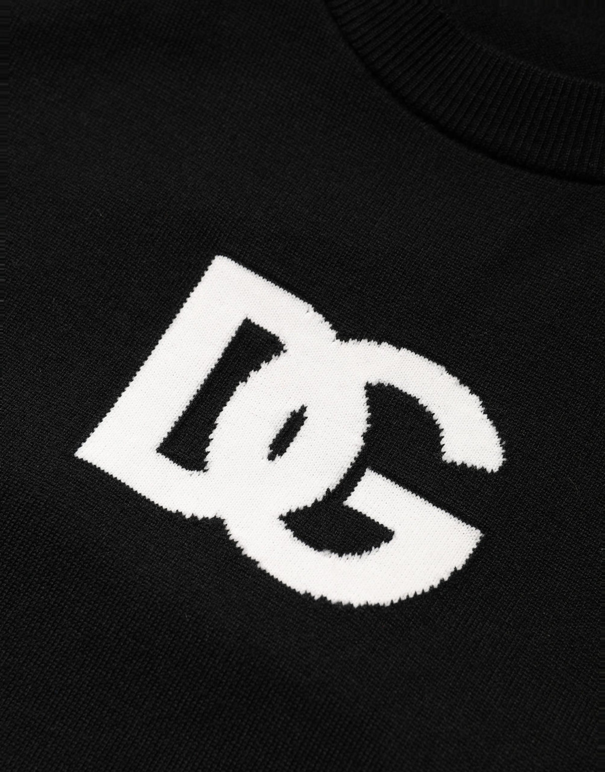 Dolce & Gabbana Black Wool DG Logo Crew Neck Sweater