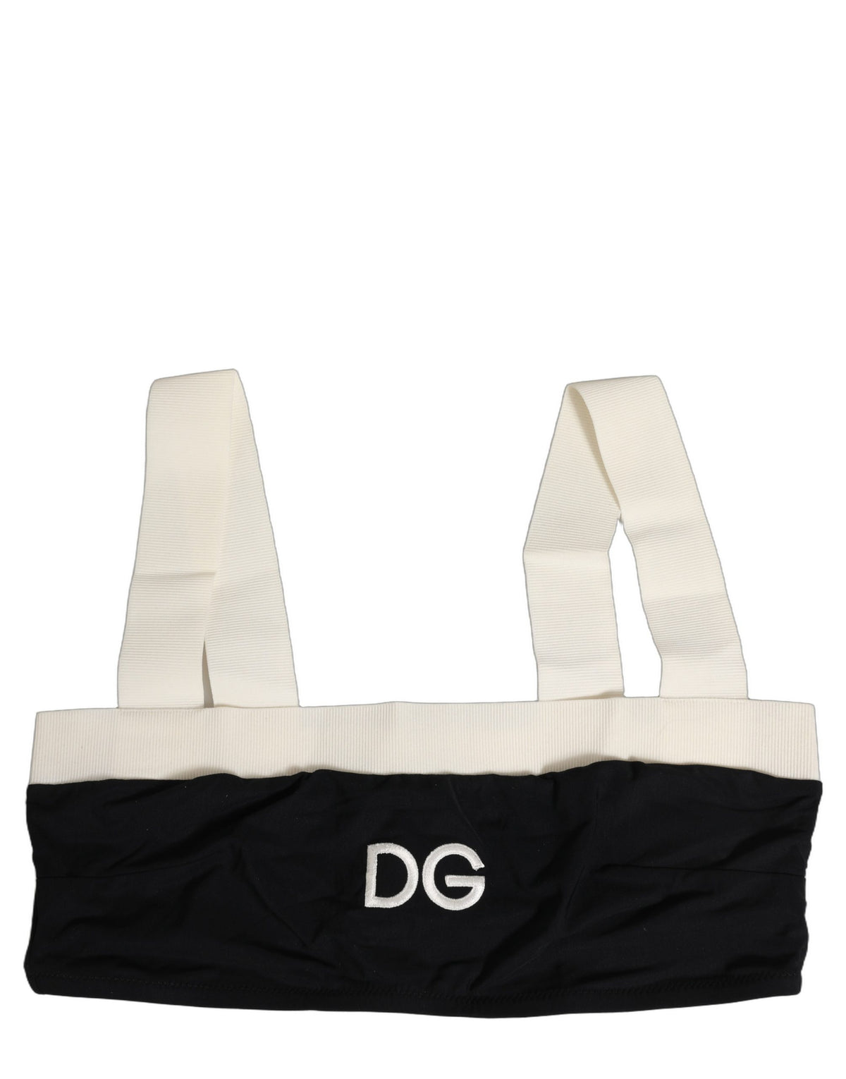 Dolce & Gabbana Black White Cotton Stretch Bikini Top Luxury
