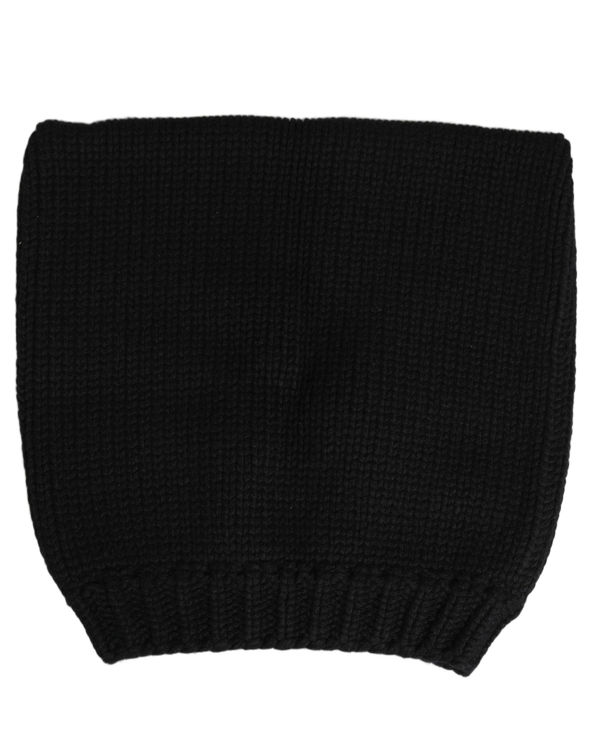 Dolce & Gabbana Black Cashmere Ribbed Cuff Beanie Hat
