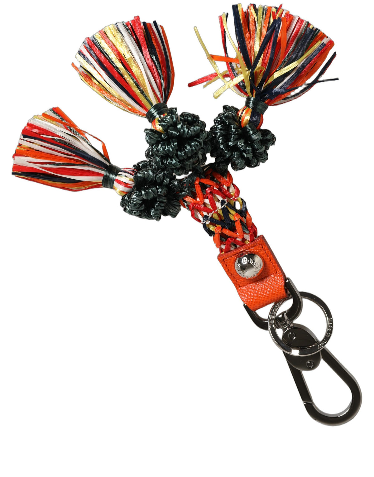 Dolce & Gabbana Multicolor Raffia Leather Keyring - Exquisite Luxury