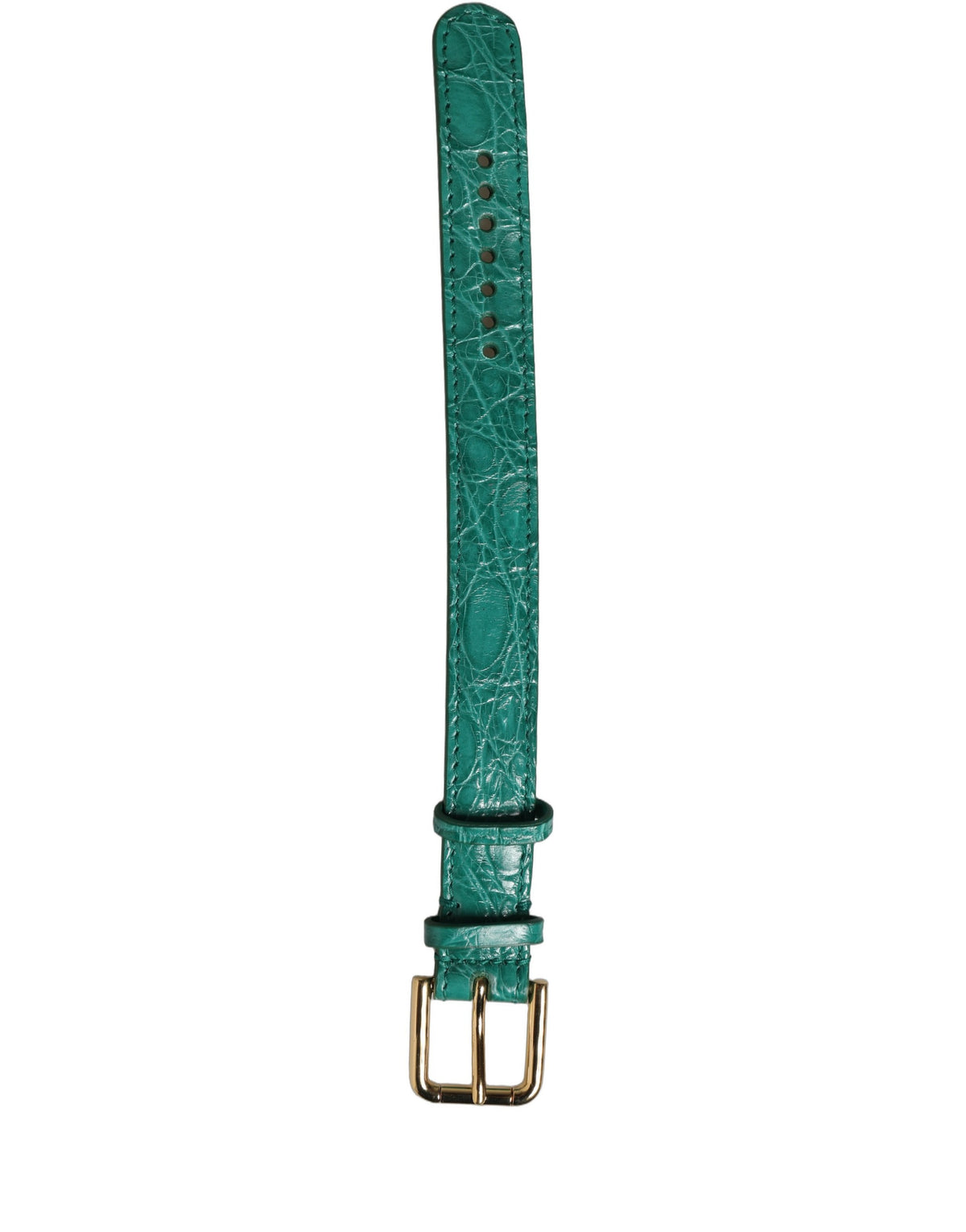 Dolce & Gabbana Green Embossed Leather Gold Buckle Bracelet