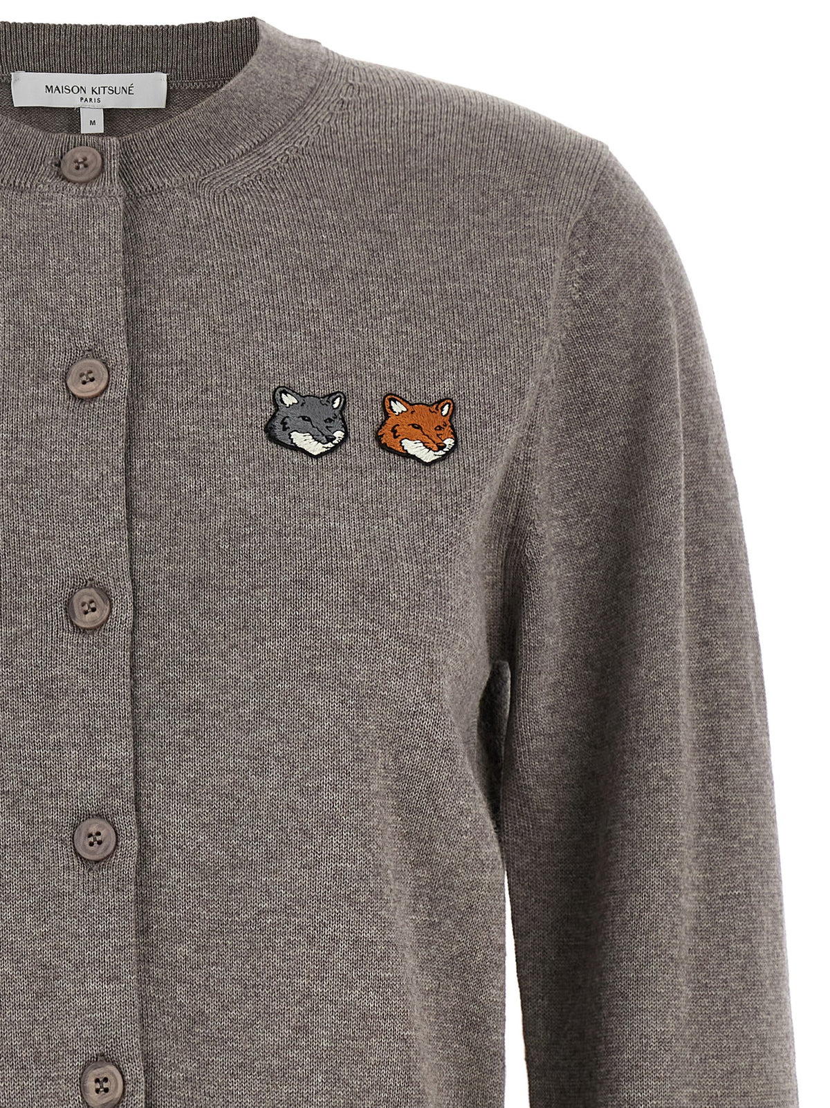 Maison Kitsuné Gray Wool Cardigan - Timeless Luxury Essentials