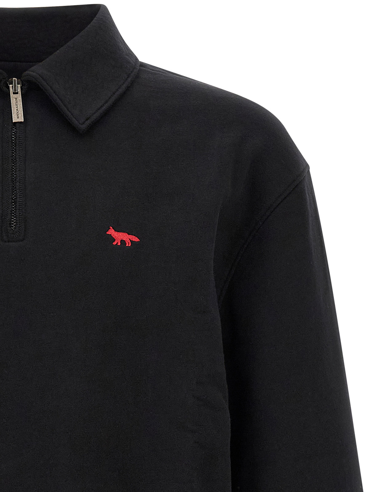 Maison Kitsuné Black Organic Cotton Sweatshirt - Timeless Luxury