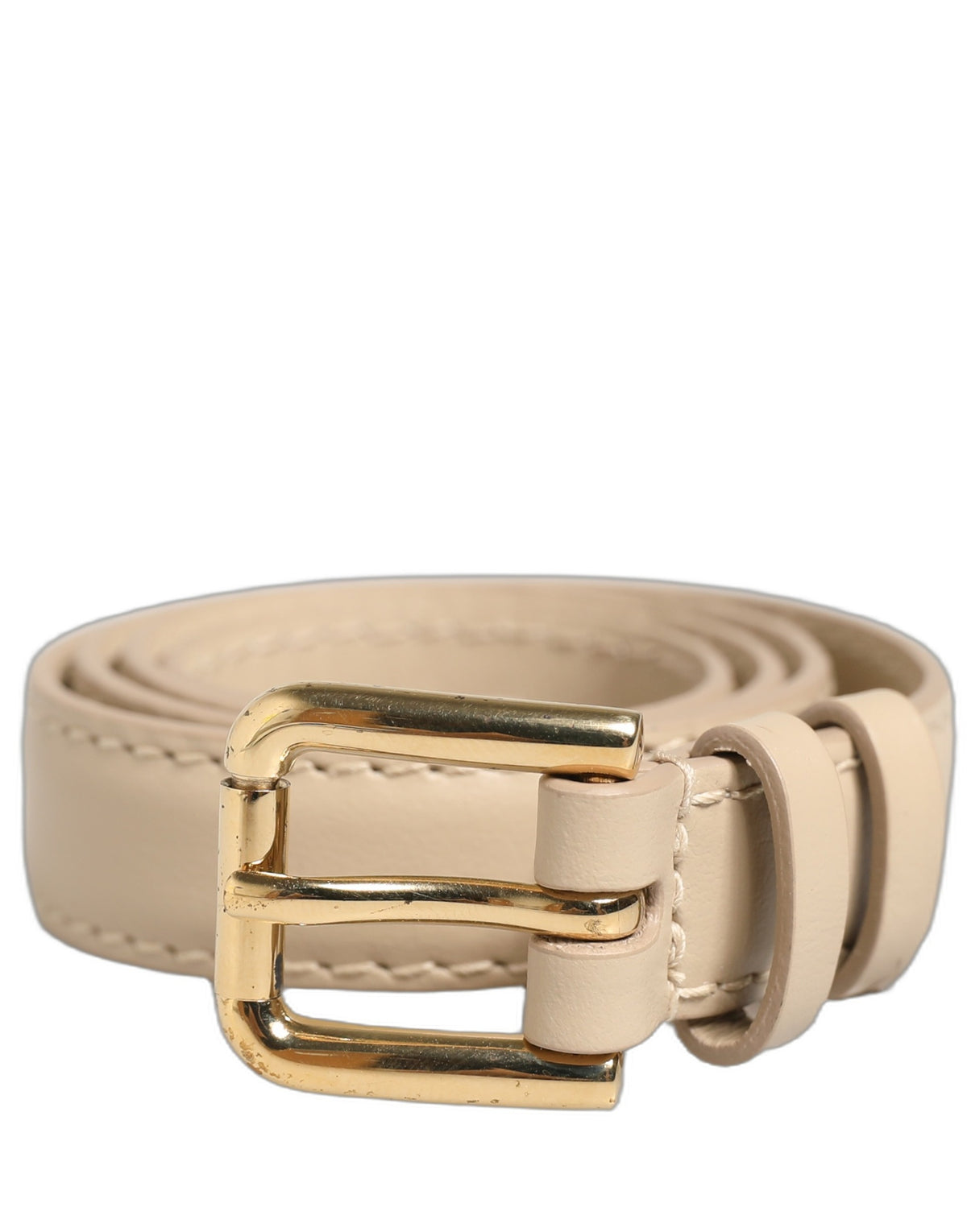 Dolce & Gabbana Beige Leather Gold Buckle Bracelet - Luxury Accessory