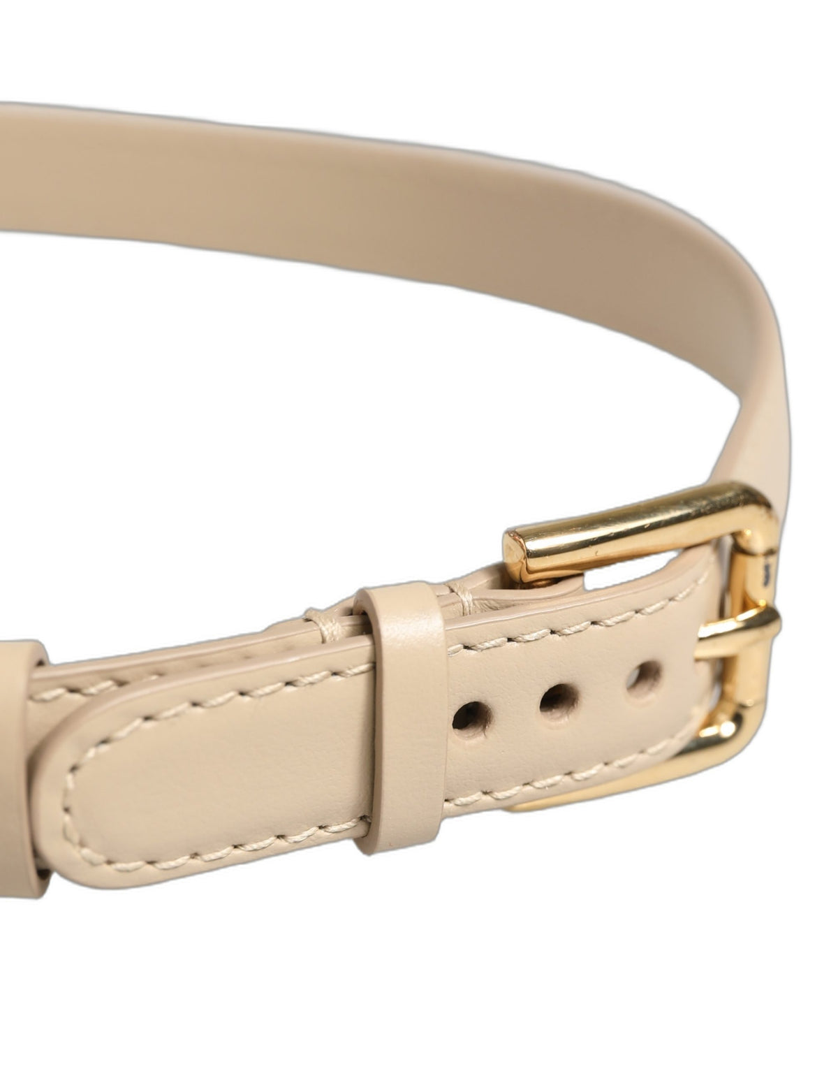 Dolce & Gabbana Beige Leather Gold Buckle Bracelet Strap