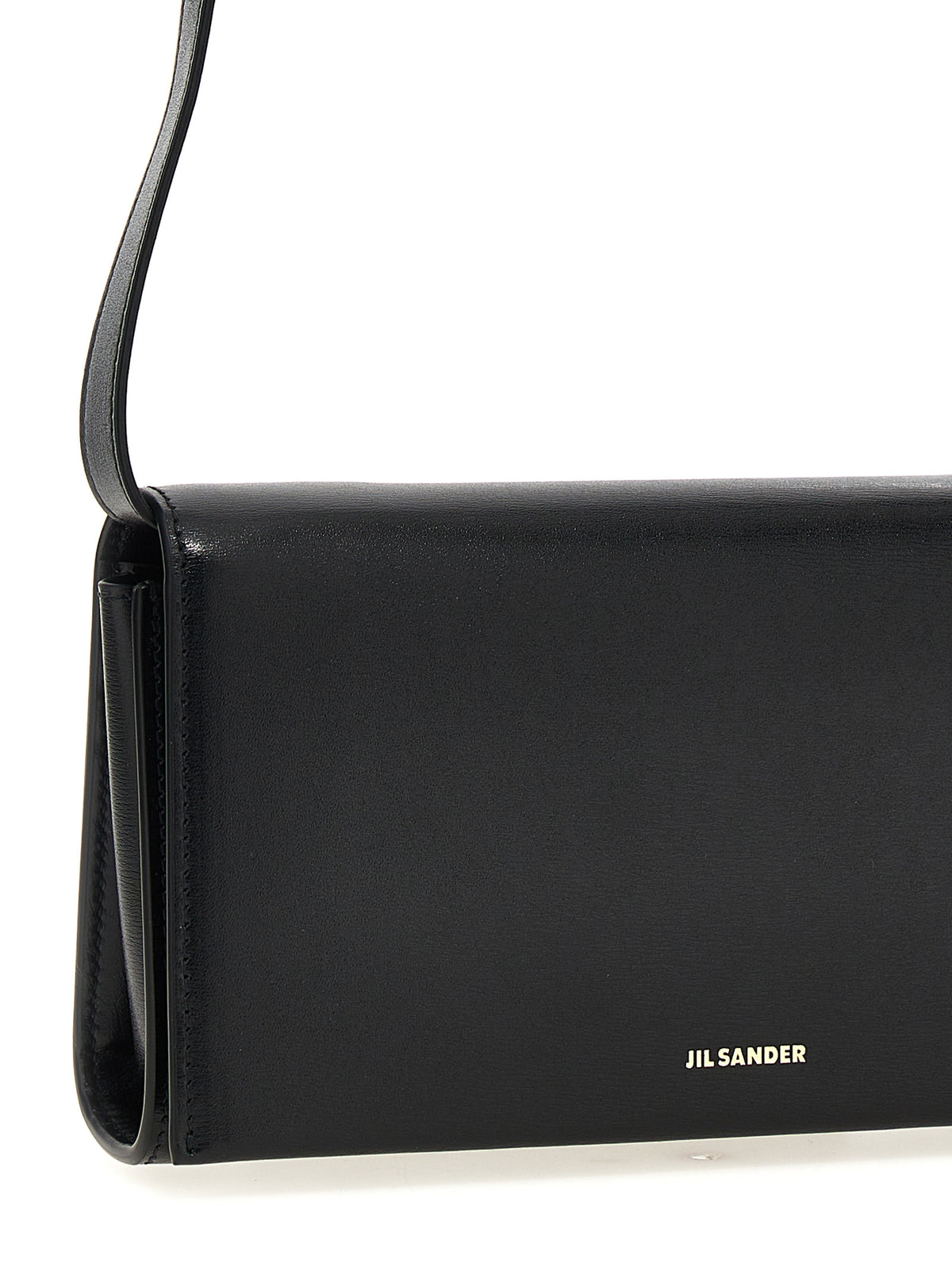 Indulge in the Jil Sander Black Leather Crossbody Bag, where sumptuous craftsmanship meets minimalistic elegance, elevating your style with timeless luxury.