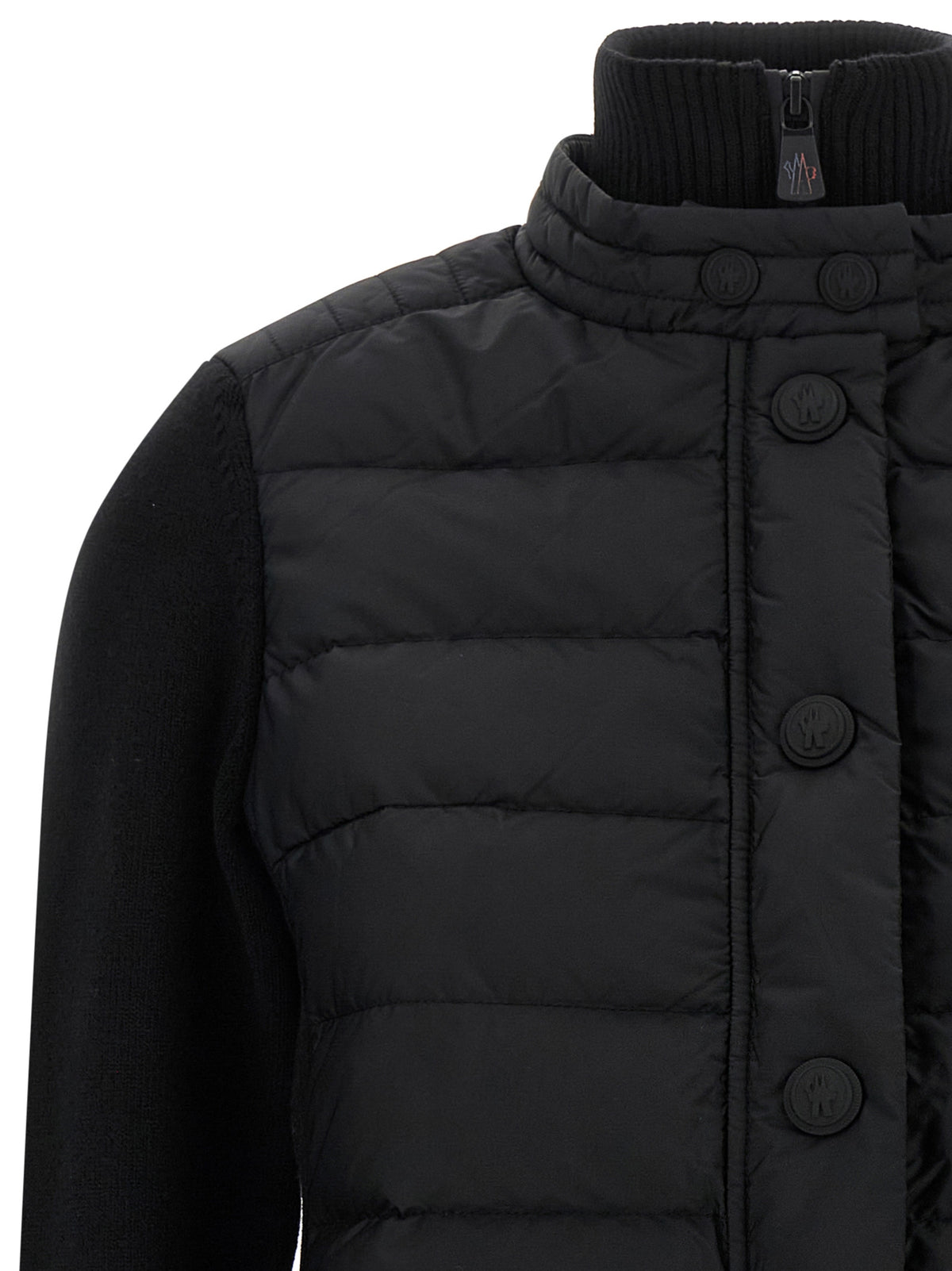 Elevate your style with the Moncler Grenoble Black Polyamide Cardigan, a seamless blend of luxury and utility, crafted for the discerning fashionista.