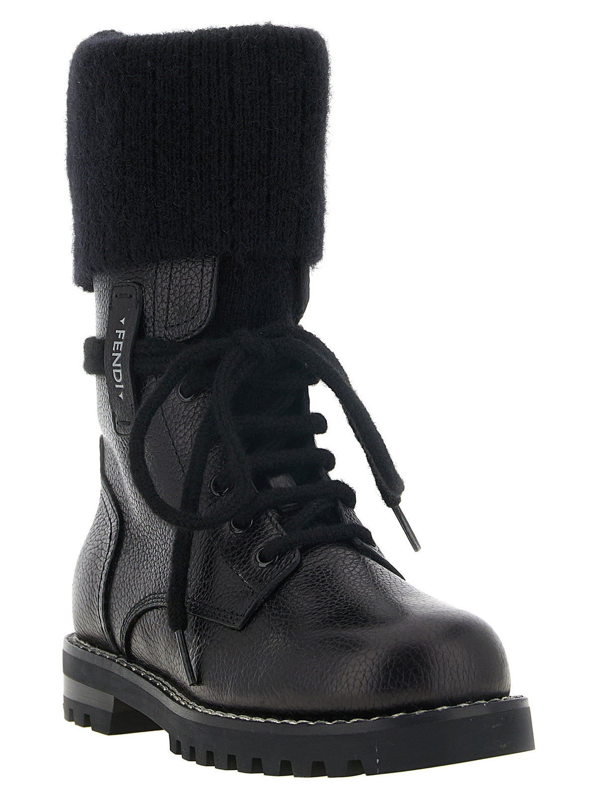 Step into the allure of Fendi's Black Calfskin Lace-Up Boots, where exquisite craftsmanship meets bold design, perfect for those who embrace luxury and sophistication.