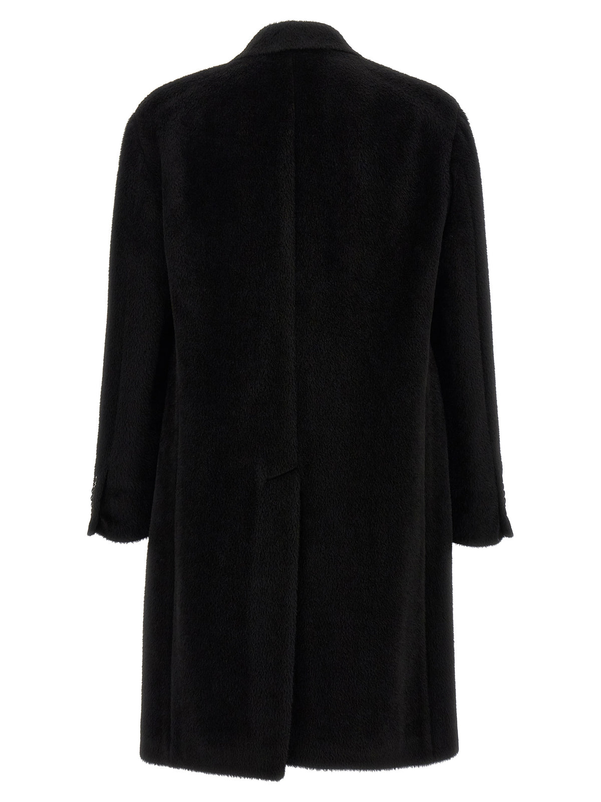 Experience the exquisite Tagliatore Black Alpaca Leather Coat, a masterpiece of Italian craftsmanship blending luxury alpaca and wool for unparalleled elegance and warmth.
