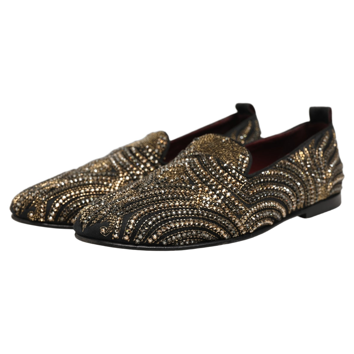 Indulge in the exquisite Dolce & Gabbana Black Gold Embellished Slippers, where luxurious craftsmanship meets timeless elegance, perfect for the discerning connoisseur.