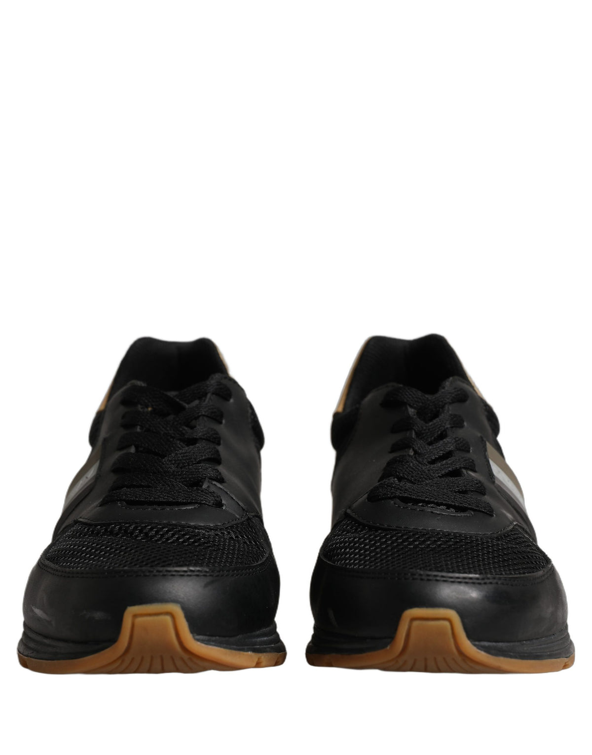 Dolce & Gabbana Black Gold Leather Low Top Sneakers - Luxury Redefined