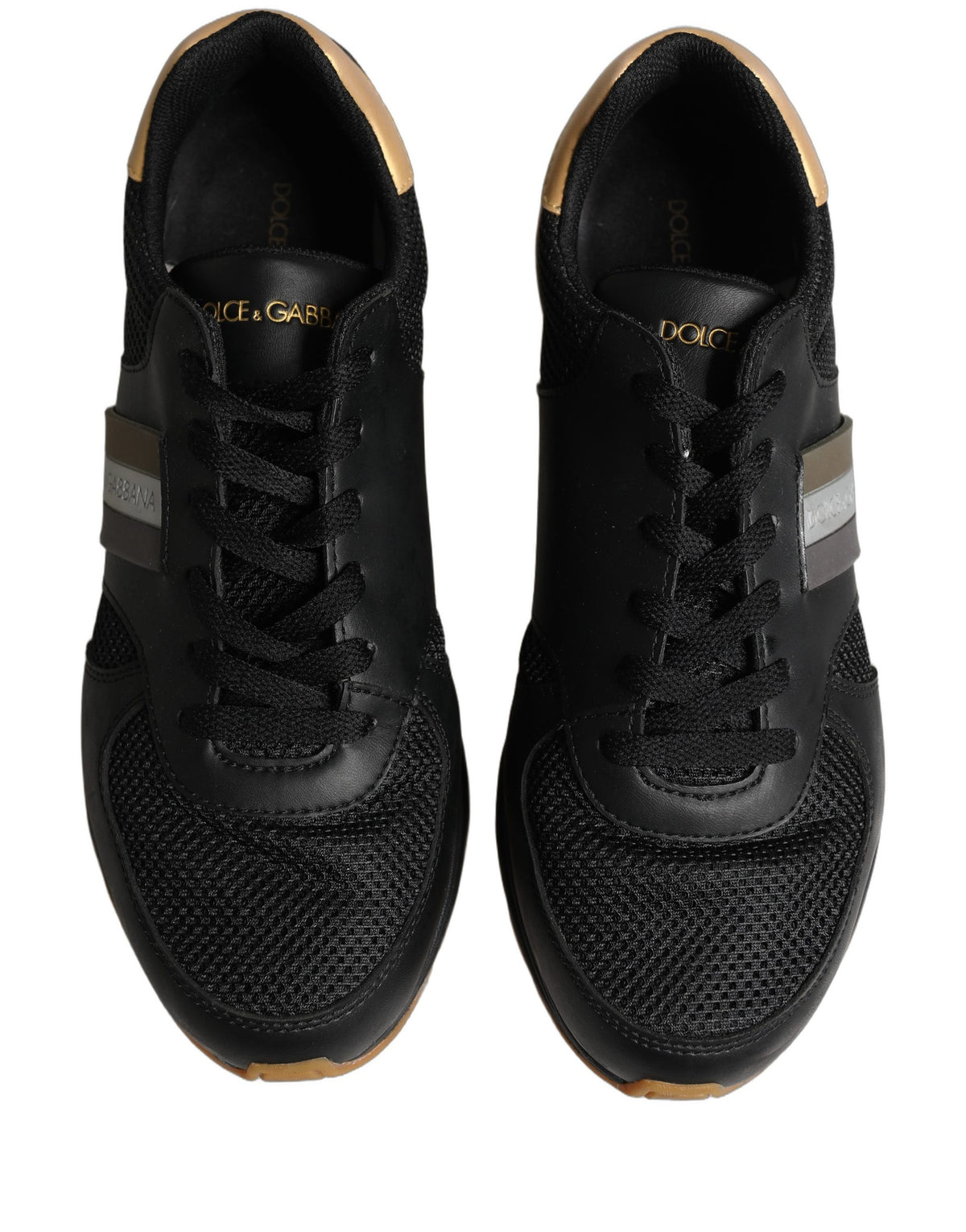Dolce & Gabbana Black Gold Low Top Sneakers - Timeless Luxury