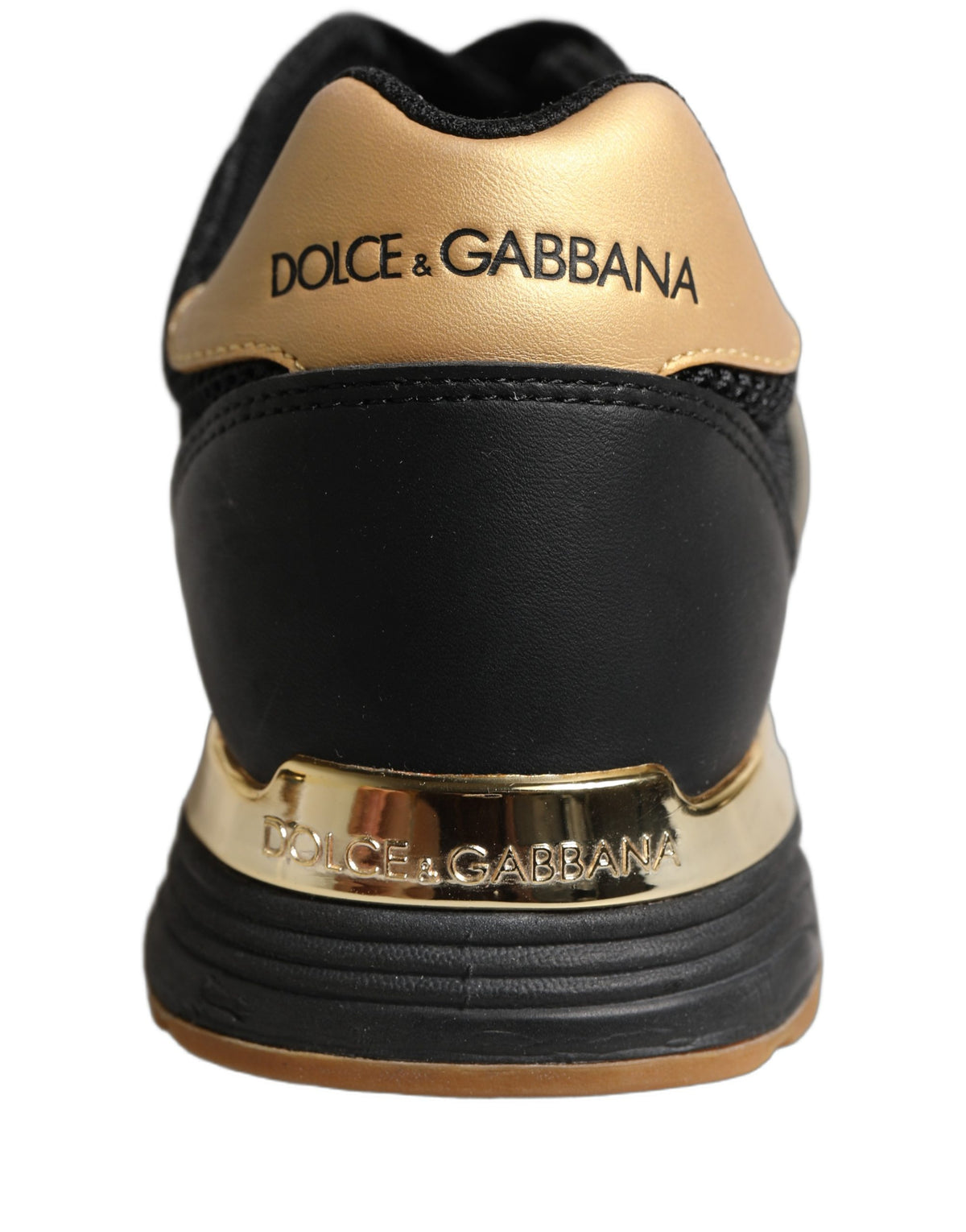Dolce & Gabbana Black Gold Leather Low Top Sneakers - Luxury Redefined