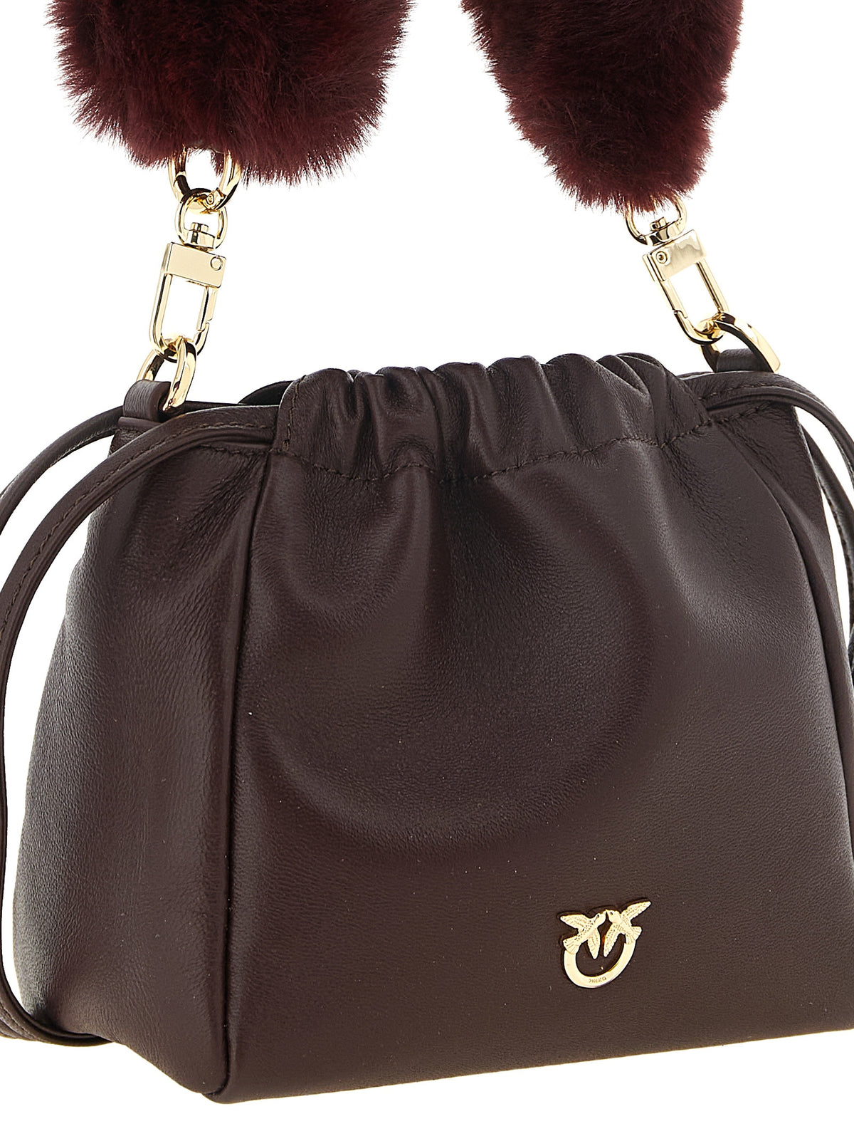Indulge in the allure of PINKO's Bordeaux Lambskin Shoulder Bag, a masterpiece of 100% sheepskin leather, where iconic elegance meets effortless versatility for the discerning fashion connoisseur.