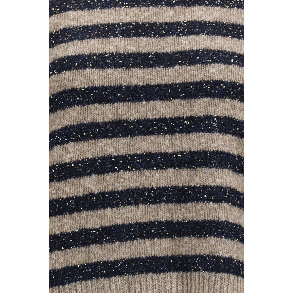 Brunello Cucinelli Cashmere Wool Striped Sweatshirt - Luxe Elegance