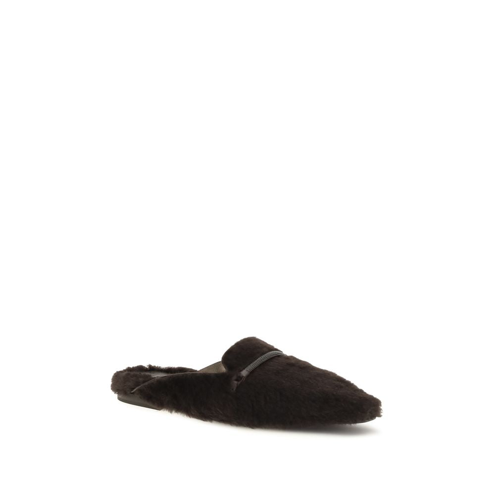 Brunello Cucinelli Brown Fur Ballet Flats - Exquisite Luxury Footwear