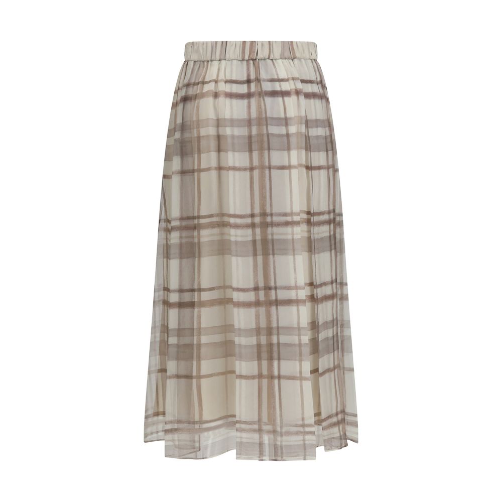 Brunello Cucinelli Silk Midi Skirt - Timeless Elegance in Beige