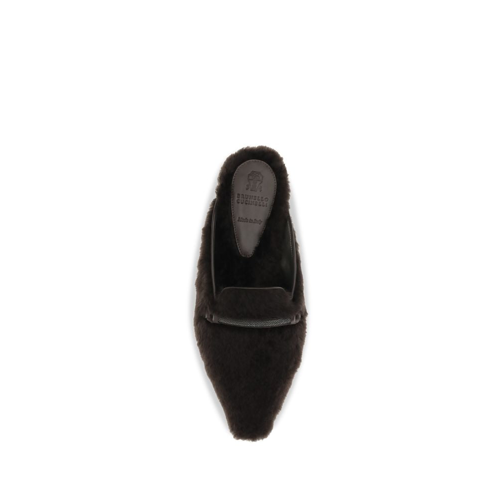 Brunello Cucinelli Brown Fur Ballet Flats - Luxurious Shearling Elegance