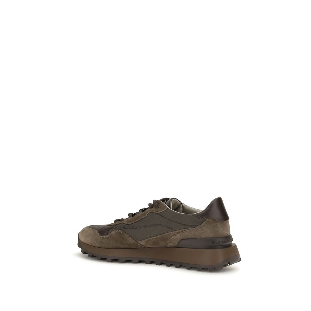 Brunello Cucinelli Brown Calf Leather Athletic Sneakers for Luxury