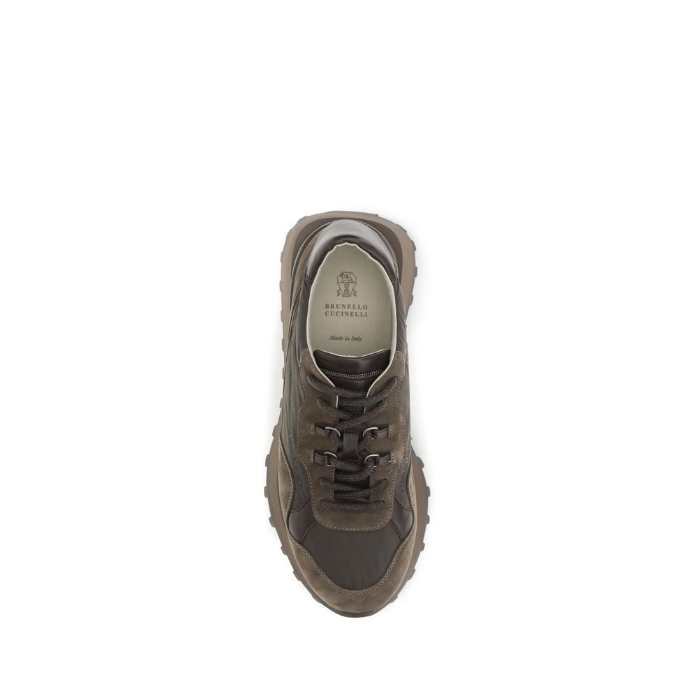 Brunello Cucinelli Athletic Sneakers in Luxurious Brown Calf Leather