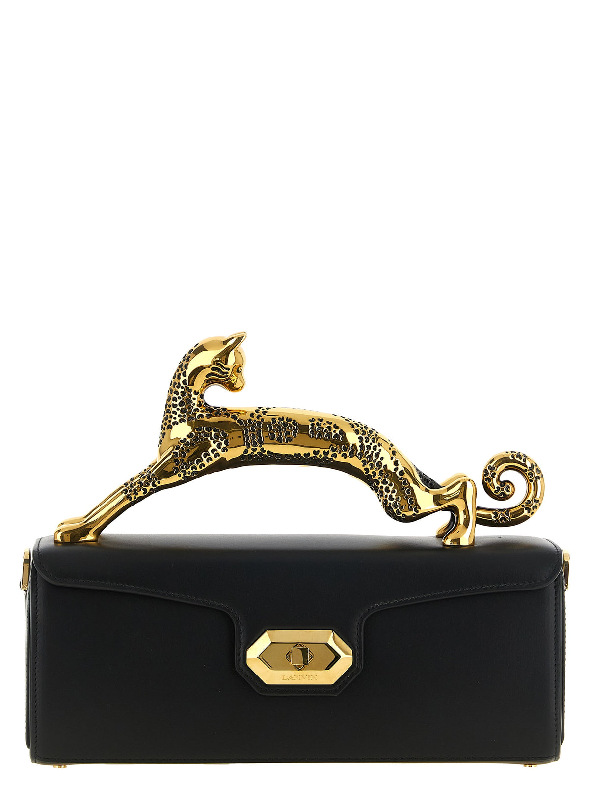 Lanvin Pencil Cat Handbag - Exquisite Black Calfskin Elegance