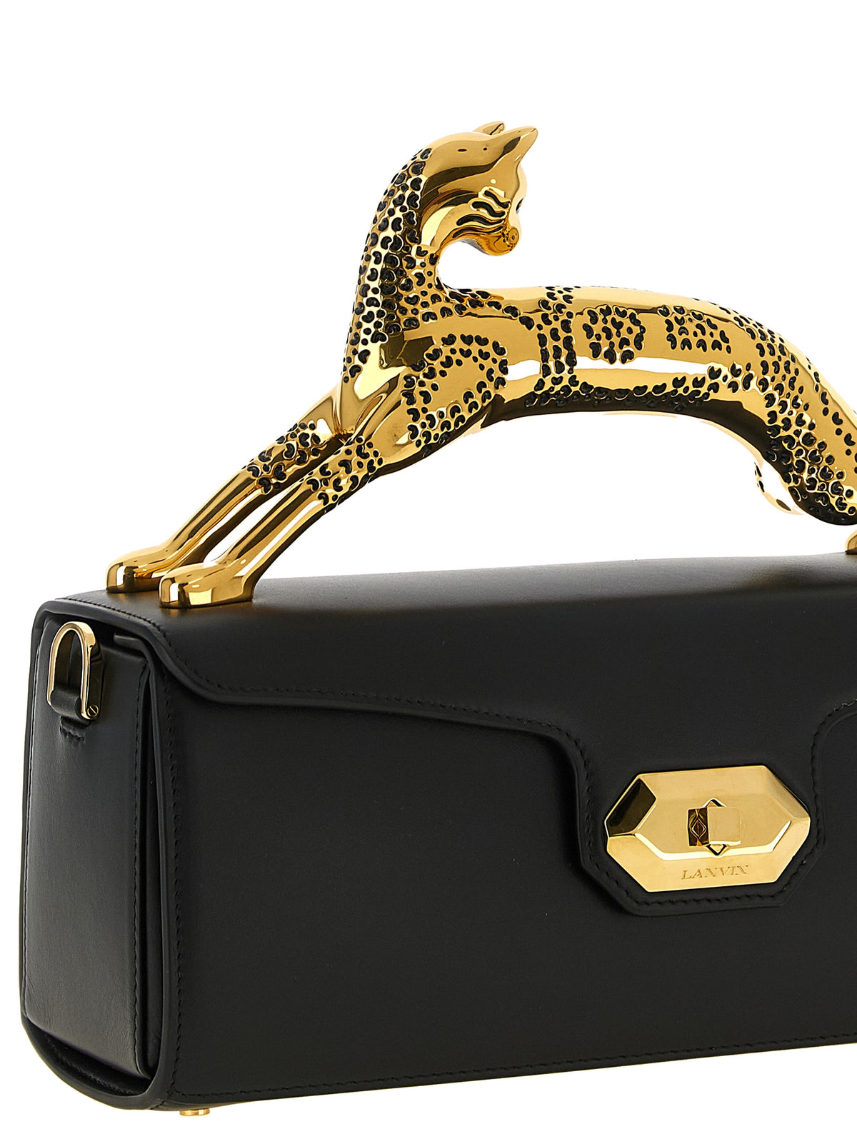 Lanvin Pencil Cat Handbag - Exquisite Black Calfskin Luxury