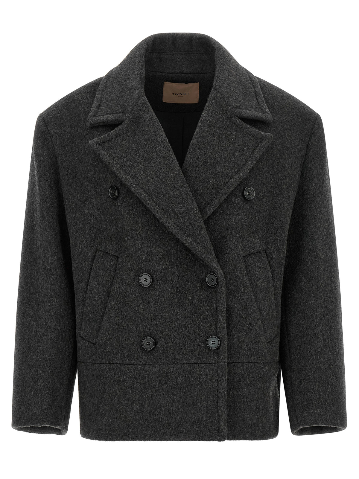 Twinset Gray Wool Coat - Timeless Elegance in Luxe Fabric