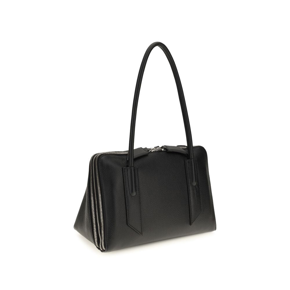 The Attico Black Calf Leather Bos Taurus Shoulder Bag - Luxe Elegance