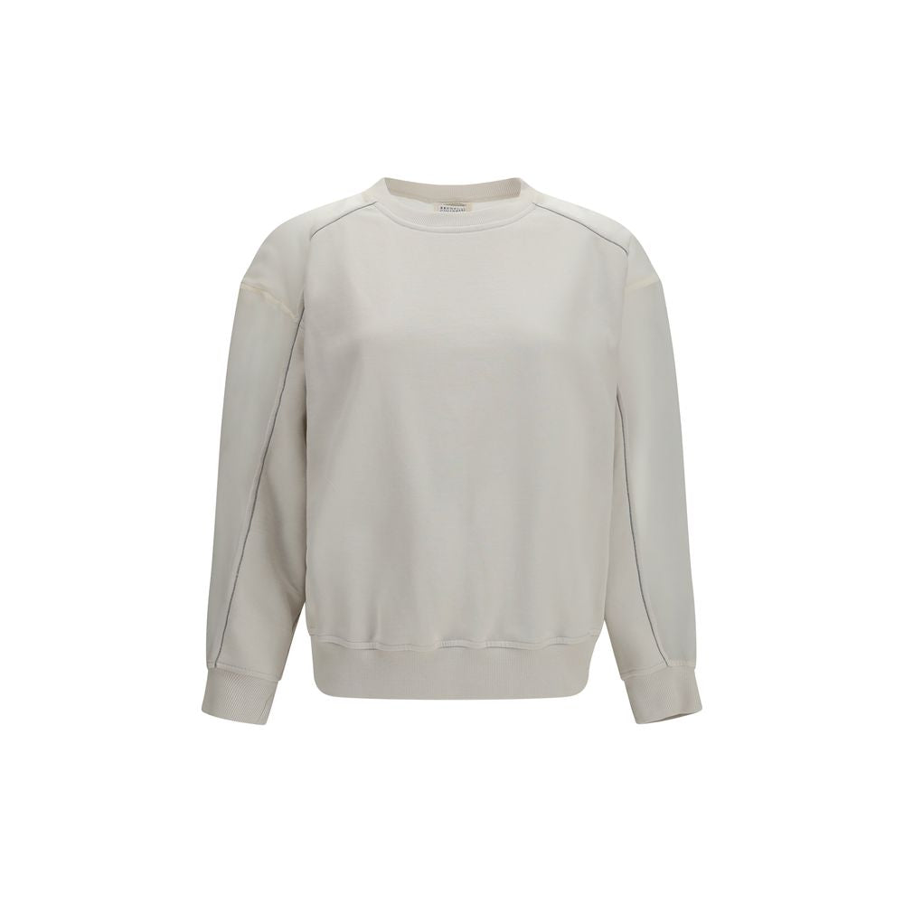 Indulge in the exquisite Brunello Cucinelli White Cotton Sweatshirt, a masterpiece of 100% cotton and sheer elegance, perfect for those who embody timeless luxury and sophistication.