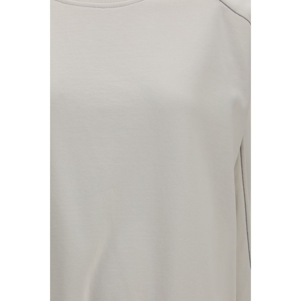 Indulge in the Brunello Cucinelli White Cotton Sweatshirt, a masterpiece of 100% cotton and sheer elegance, perfect for elevating your sophisticated wardrobe.