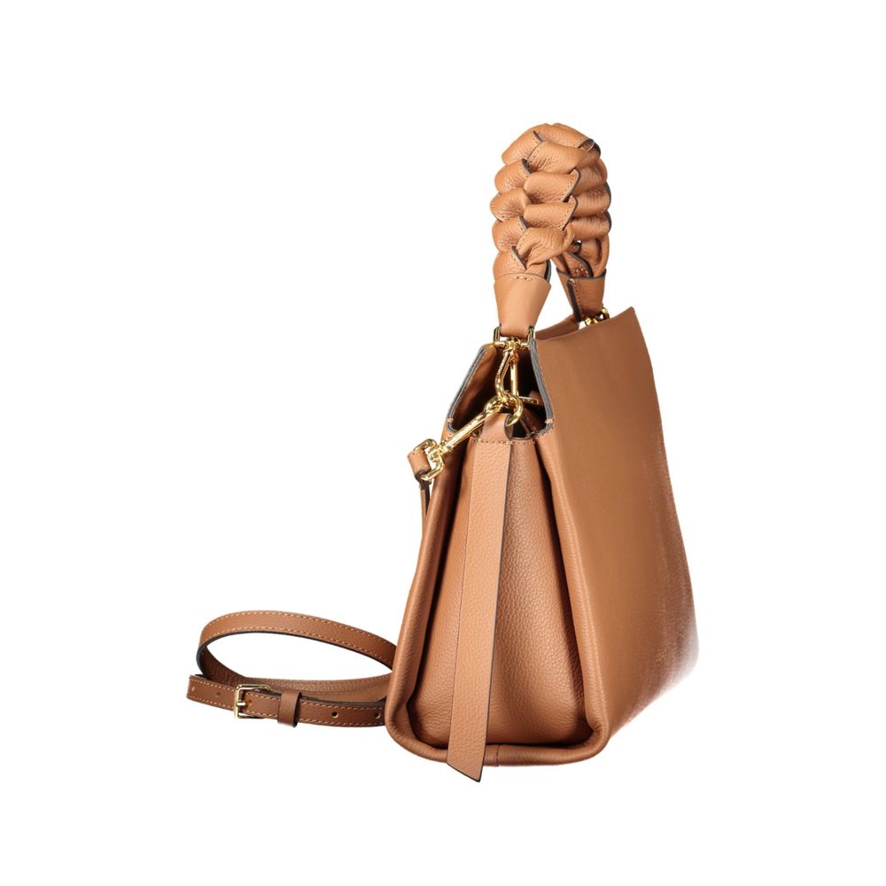 Indulge in the exquisite Coccinelle Brown Leather Handbag, a testament to timeless elegance with its refined design, luxurious materials, and impeccable craftsmanship.