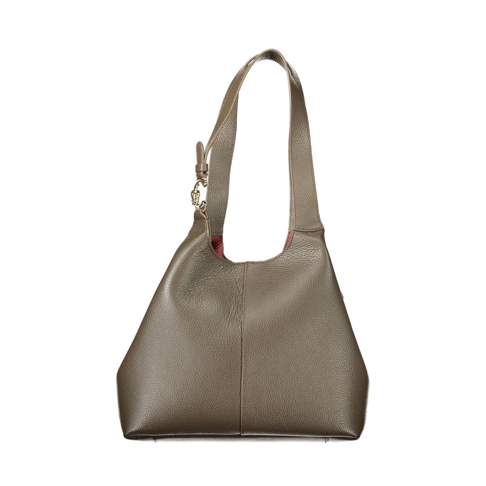 Indulge in the exquisite Coccinelle Brown Leather Handbag, a masterpiece of craftsmanship that elevates your style with luxurious details and timeless elegance.