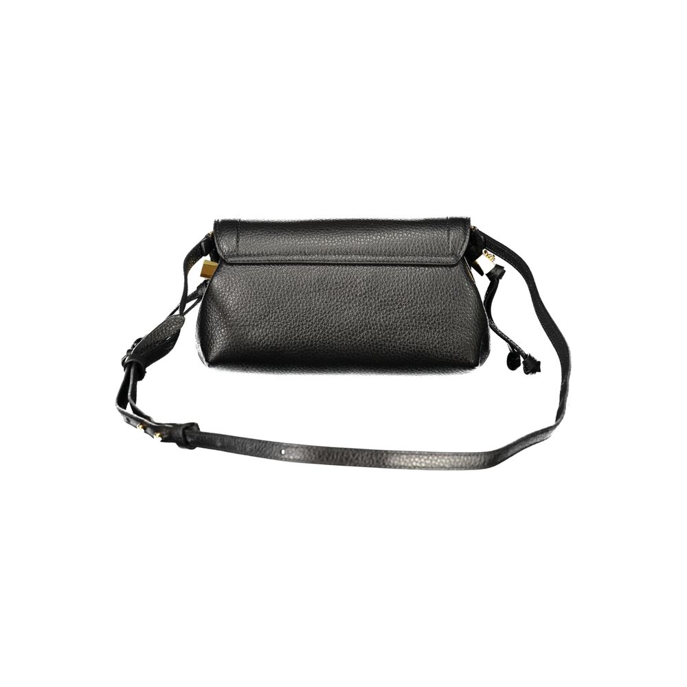 Indulge in the exquisite Coccinelle Black Leather Handbag, a symbol of refined elegance with adjustable strap and snap closure, perfect for the discerning individual.
