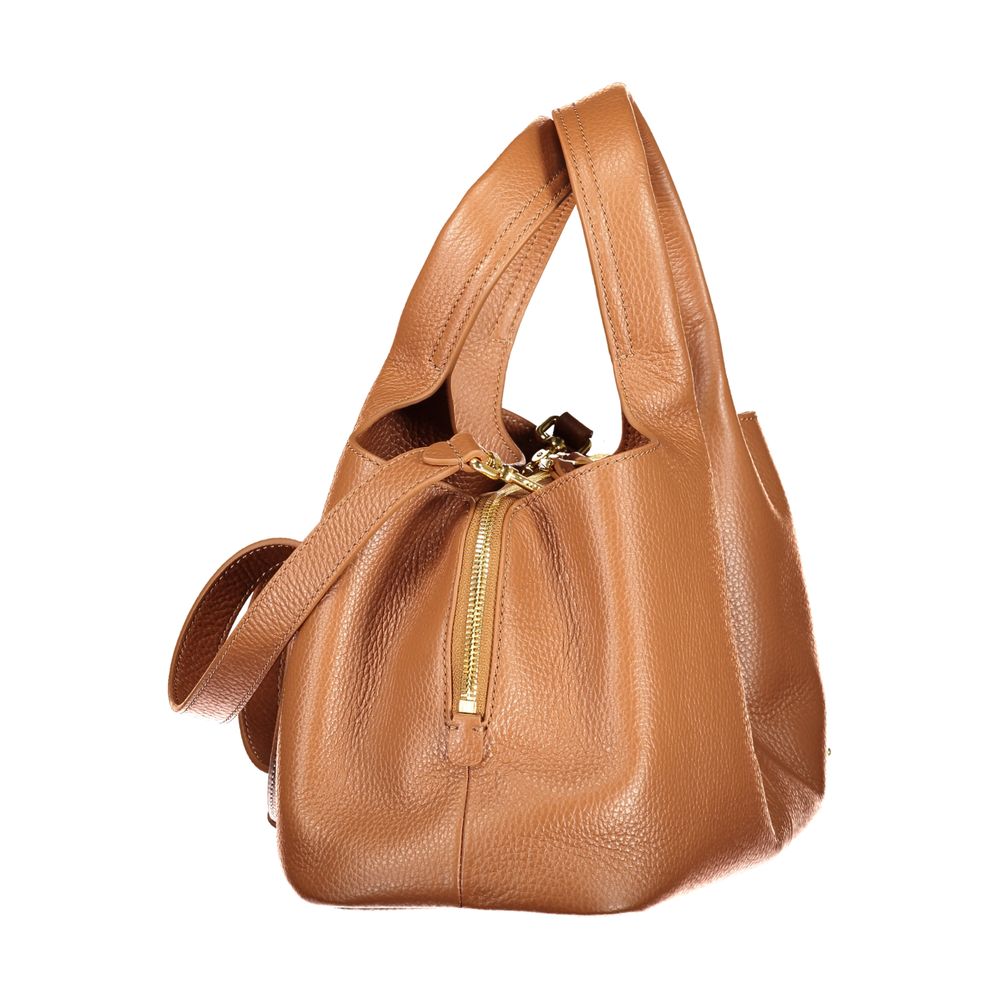 Indulge in the elegance of the Coccinelle Brown Leather Handbag, a masterpiece of design featuring exquisite craftsmanship and timeless allure, perfect for the discerning individual.
