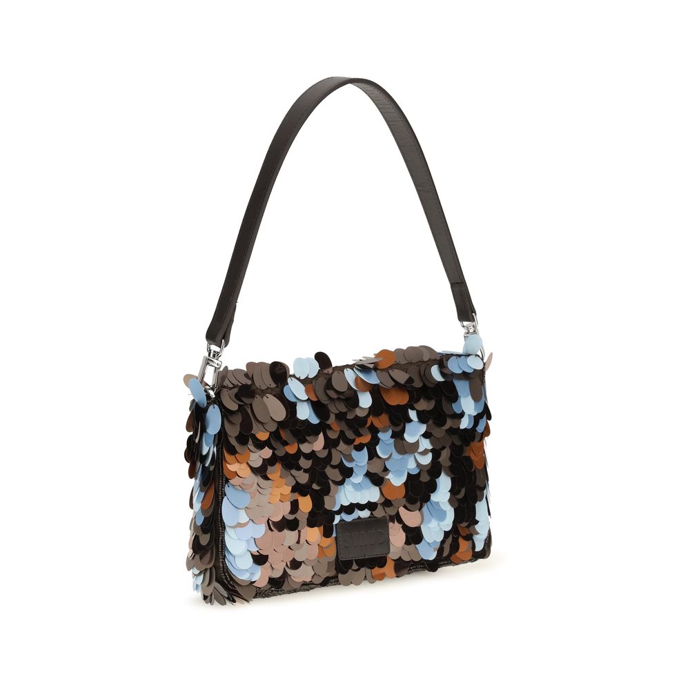 Elevate your evening allure with the Staud Multicolor Marabou Shoulder Bag, a masterpiece of vibrant sequins and exquisite design, perfect for any sophisticated occasion.