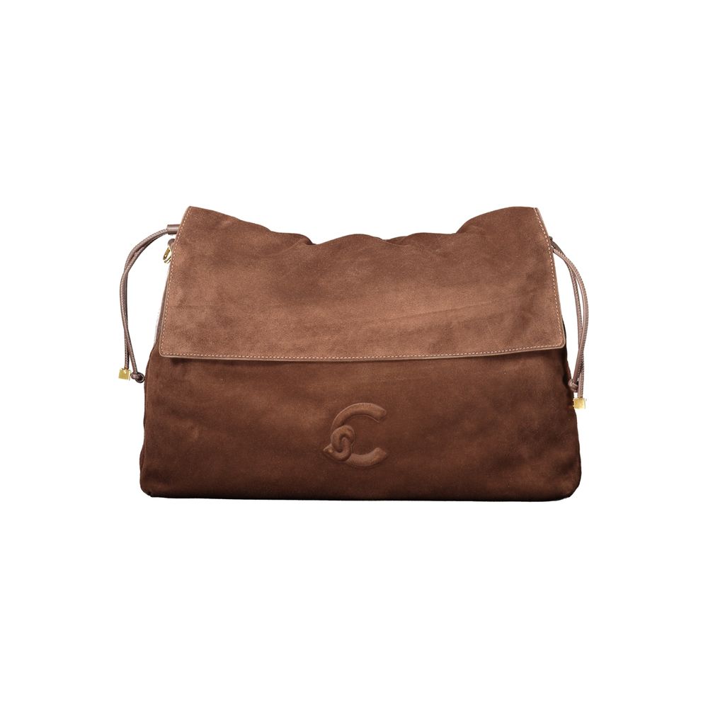 Indulge in the exquisite allure of the Coccinelle Brown Leather Handbag, a timeless piece crafted from luxurious suede, perfect for elevating any ensemble.