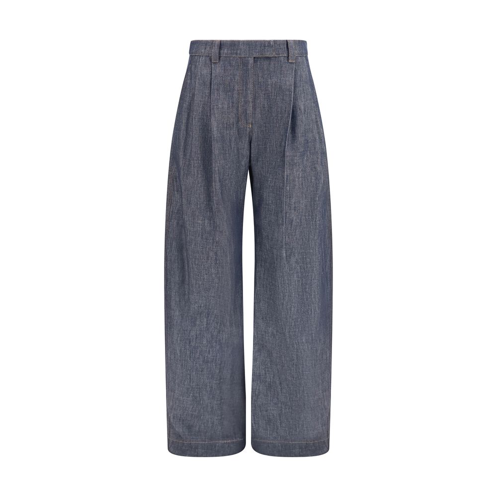 Elevate your wardrobe with Brunello Cucinelli's Blue Cotton High-Waisted Jean, a masterpiece of refined craftsmanship and luxurious comfort, perfect for the discerning individual.