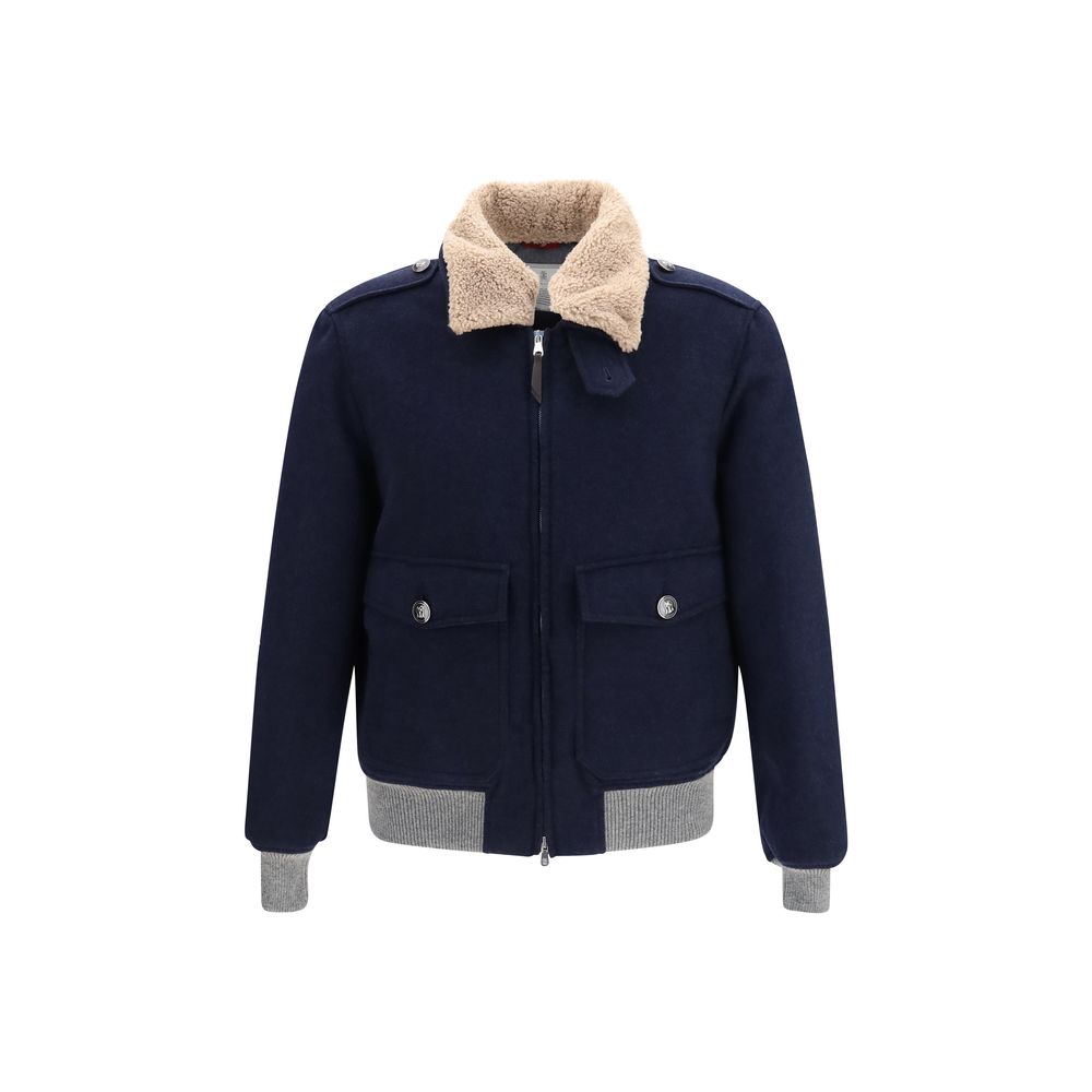 Brunello Cucinelli Blue Cashmere Full-Length Jacket for Elegance