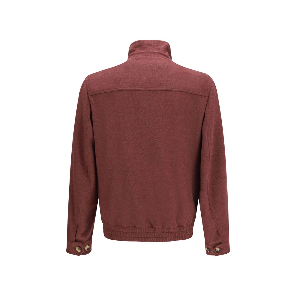 Discover the Brunello Cucinelli Bordeaux Wool Oves Aries Full-Length Jacket, a masterpiece of 100% Merino Wool, blending refined craftsmanship with contemporary elegance for the discerning individual.
