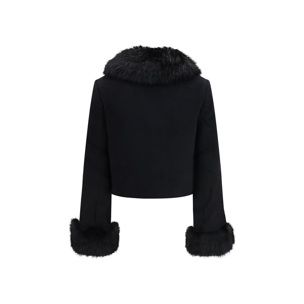 Indulge in the elegance of the Self-Portrait Black Wool Oves Aries Full-Length Jacket, a masterpiece of merino wool and refined design, perfect for the discerning individual.