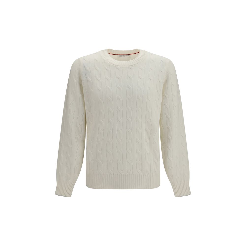 Brunello Cucinelli White Cashmere Sweater - Timeless Luxury Elegance