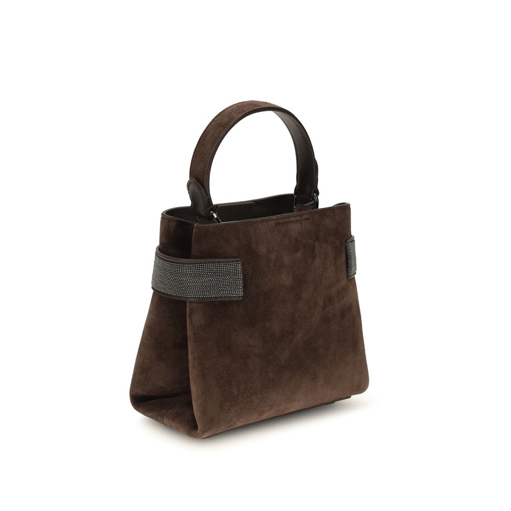 Brunello Cucinelli Brown Calf Leather Shoulder Bag - Timeless Elegance
