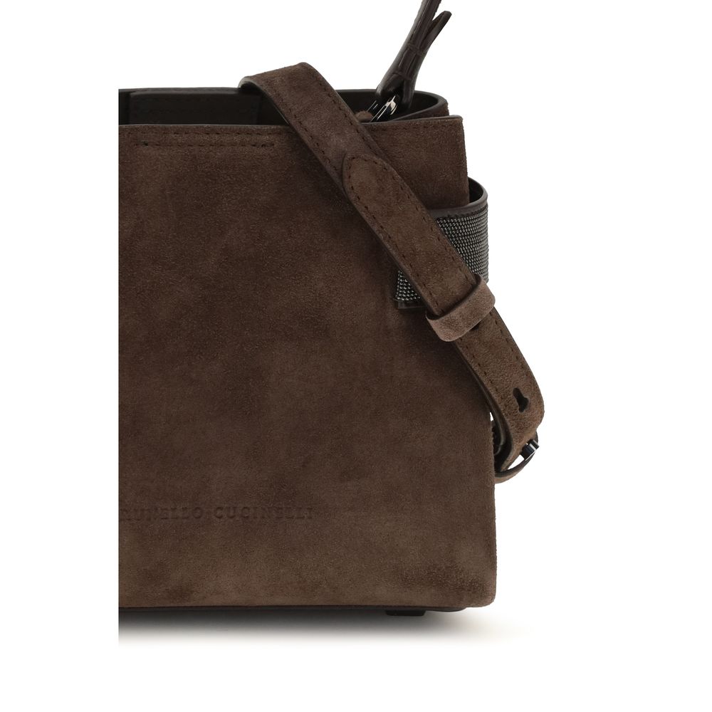 Brunello Cucinelli Brown Calf Leather Shoulder Bag - Timeless Elegance