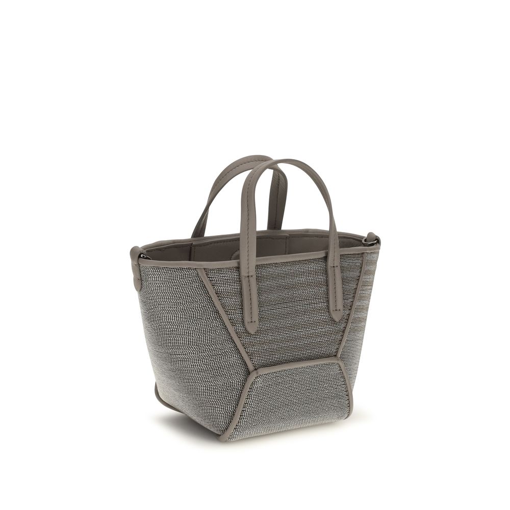 Brunello Cucinelli Gray Calf Leather Shoulder Bag - Timeless Elegance